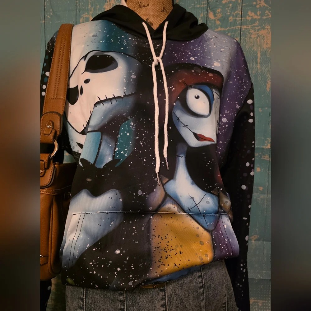 Nightmare Before Christmas Jack and Sally hoodie,‎ lightweight